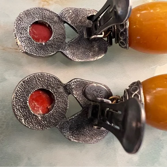 KATE HINES Vintage 80s Drop Statement Earrings - Picture 3 of 5